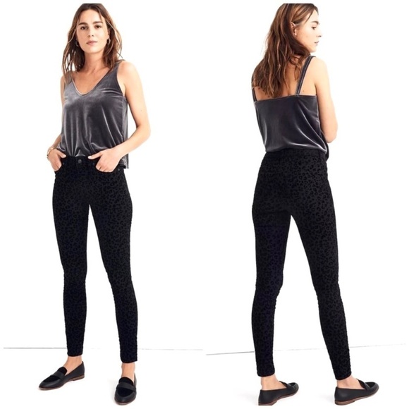 Madewell 9" Mid-Rise Skinny Jeans: Flocked Leopard Edition Black Size 29 - Picture 2 of 9
